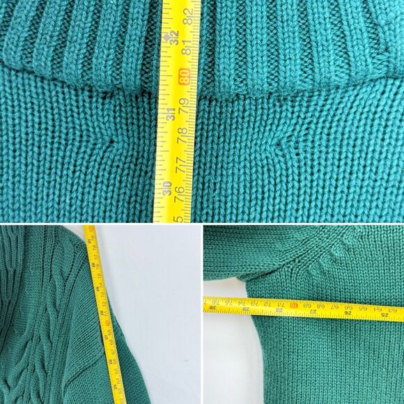 Oak Hill 3XL Green Cotton Shawl Collar Vneck Cable Knit pullover Sweater - Picture 11 of 16